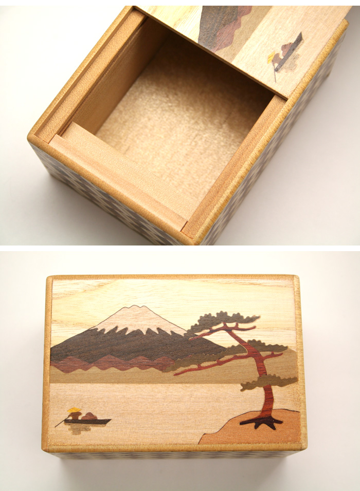 Japanese puzzle box 7steps Fuji and Boat