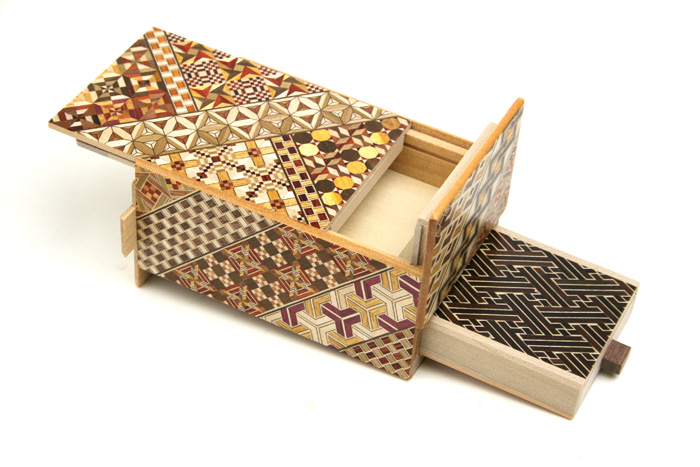 Japanese puzzle box 5sun 7+1steps with drawers