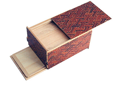 Japanese Puzzle Box 14steps Akasaya (dual compartment)