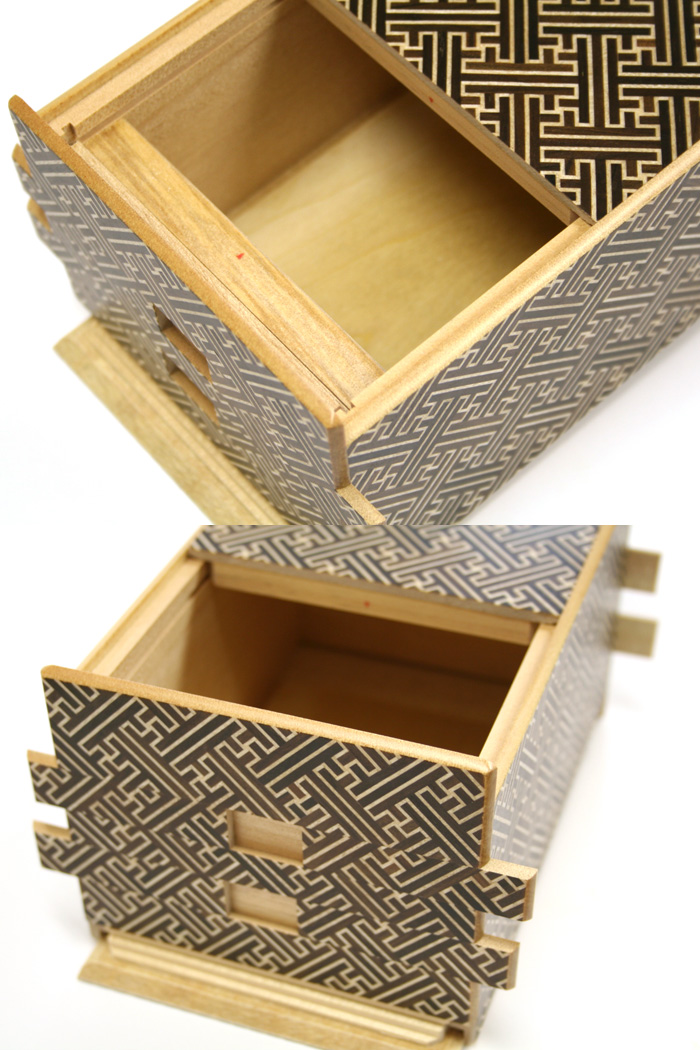 Japanese puzzle box 54steps with secret compartment Kurosaya